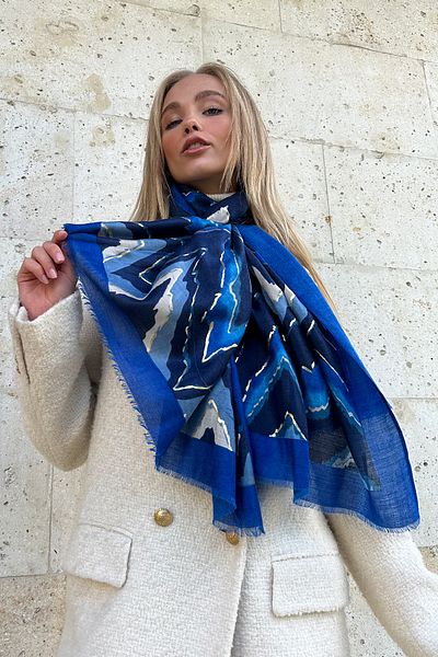 Trend Alaçatı Stili Saxe-Quasten-Detailgemusterter Schal für Damen ALC-X11281