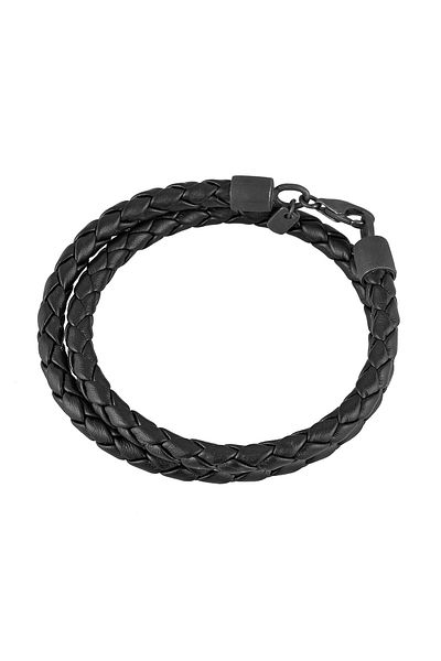 KUZZOI Armband Echtleder Geflochtenes Wickeldesign 925 Silber