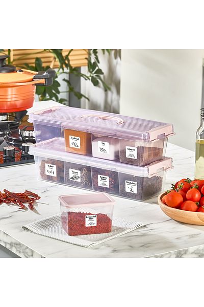 Minty Life 8 Pudrapembe Spice Rack Organizer - Inner Box 500 ml with 2 3.5 Lt Label Gift