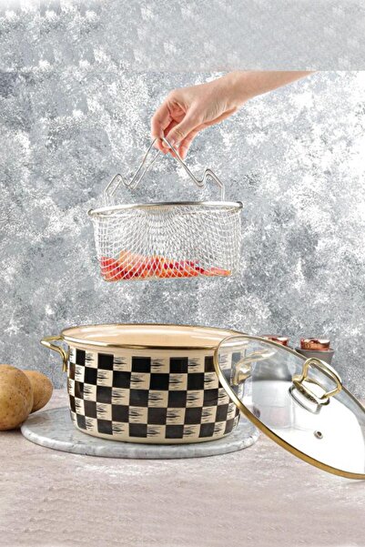 Paçi Emaye Dama 22 Cm Kızartma Tenceresi 4.5 Lt. P/mtl-201128