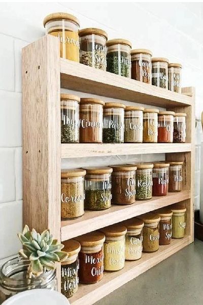 edcoy toptan Wooden Design Spice Rack Decorative Kitchen Shelf ED98