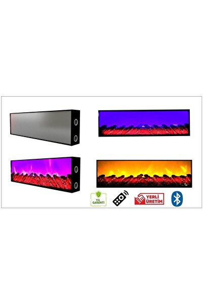 FİRE DESİGN Dekoratif Elektrikli Şömine 5 Efekt Bluetooht Ateş Çıtırtı Sesi U...