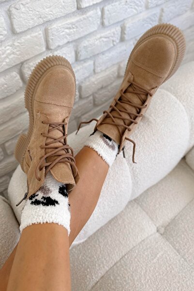 Shoebutik Μπεζ Μπότες Suede - Lazy Model