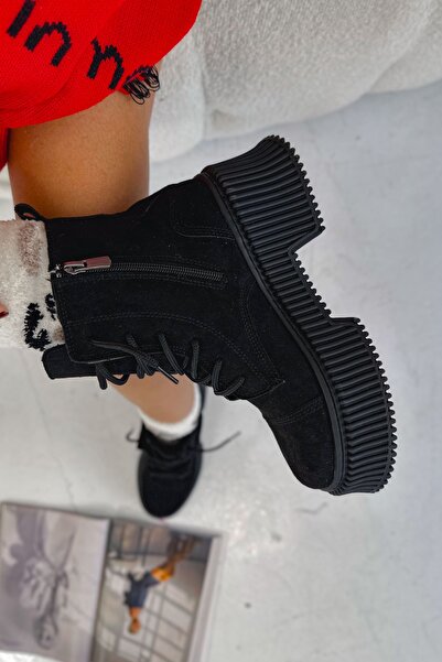 Shoebutik Lazy Siyah Süet Bot