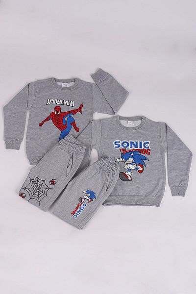 COSBA kids wear Σετ φόρμας 2 τεμαχίων για αγόρια με στάμπα Sonic and Spiderman