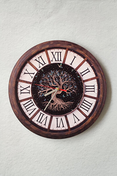 Tooall Dekoratif Doğa UV Baskılı Roma Rakamlı Duvar Saati