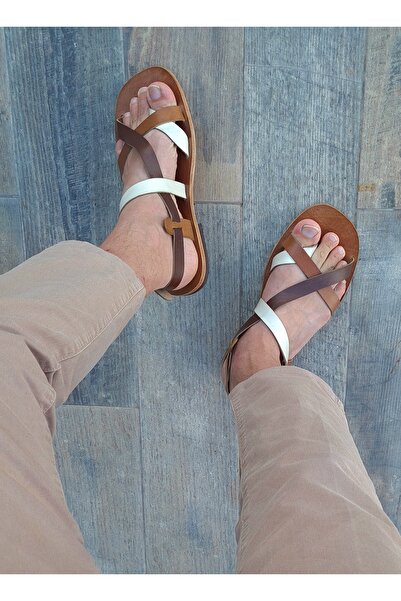 Bostini صندل صيفي مصنوع يدويًا من الجلد الطبيعي بنسبة 100%