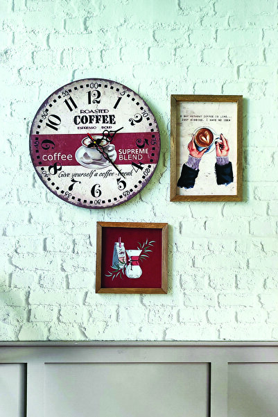 Tooall Uv Mutfak Duvar Saati. A Day Without Coffee. Just Kidding. Ahşap Çerçe...