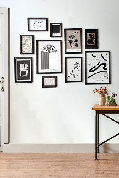 Tooall Set de 10 modele Boho, MDF de 3 mm cu cadru din lemn negru, imprimat UV