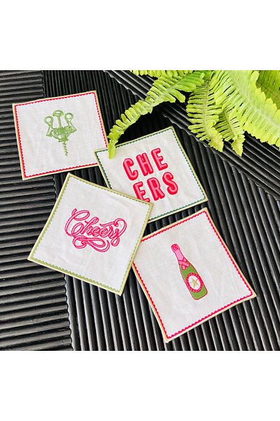 ge living Cheers Themed Set of 4 Cocktail Napkins