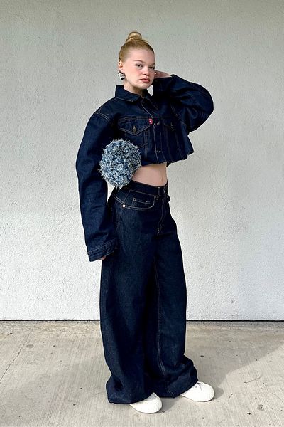 Bases Γυναικείο Navy Blue Baggy Jean