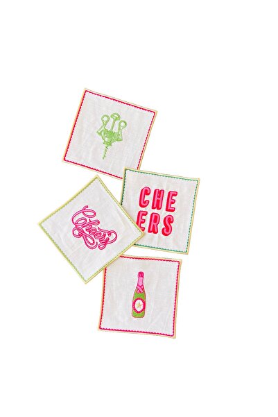 ge living Cheers Themed Set of 4 Cocktail Napkins