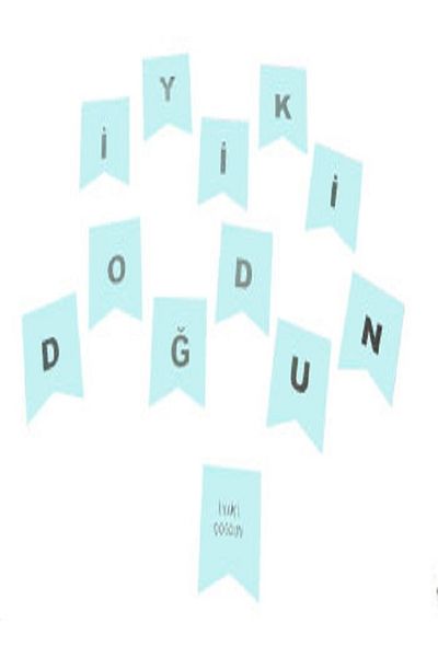 Kazanabil HAPPY BIRTHDAY SILVER LETTERS CARDBOARD FLAG SET BLUE