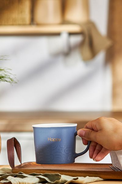 Emsan Navy Blue Happy New Bone Mug - 350 Ml