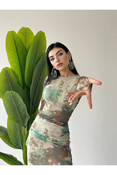 SONREİR PODŠÍVKA NA PRSTOVÉ HODINY ŠATY MIDI VZORU