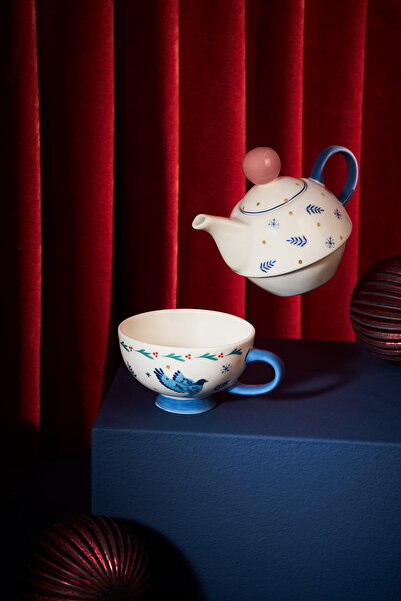 Emsan Infancy New Year Yılbaşı New Bone Demlikli Fincan Takımı 400 Ml