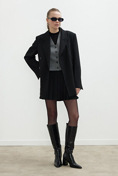 Manuka OVERSIZED DOUBLE-BREASTED BLAZER JACKET BLACK