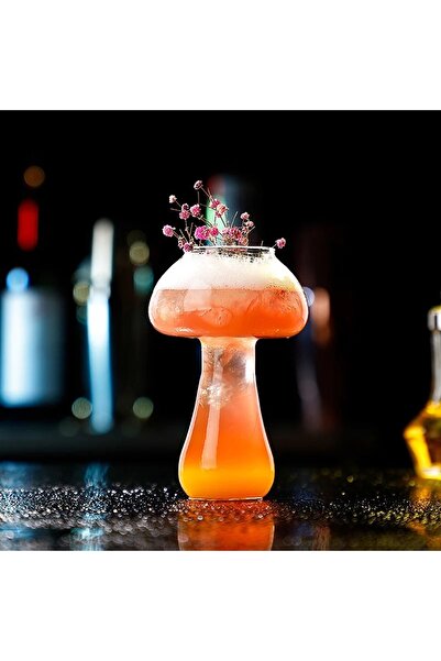 elif aksesuar Şeffaf Mantar Modeli Kokteyl Meşrubat Sunum Bardağı