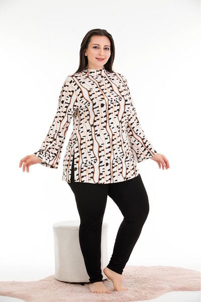 bigiyin Black and White Tights Plus Size Pajama Set Tights Tunic Pajama Set Women's Pajama Set