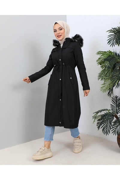 KMKkombin KMKKOMBIN ΓΥΝΑΙΚΕΙΟ BONDIT ΥΦΑΣΜΕΝΟ ΜΑΝΙΚΙ ΛΑΝΤΕΣ ΓΟΝΑΤΟ ΜΠΟΥΚΑΛΙ ΠΑΛΤΟ ΜΕ ΓΟΥΝΑ ΕΣΩΤΕΡΙΚΟ ΜΕΓΕΘΟΣ ΜΠΑΤΑΛ