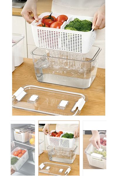 LeesHome 9Lt Organizer with Strainer Fridge Organizer and Fresh Produce Storage Container
