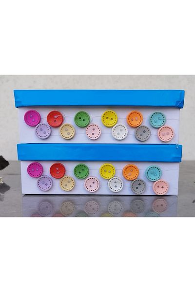 hobim42 NATURAL WOOD COLORED STITCHED MODEL BUTTON SET 5 PIECES COMPLETE FROM ANY COLOR 60 PIECES (SIZE 15MM)