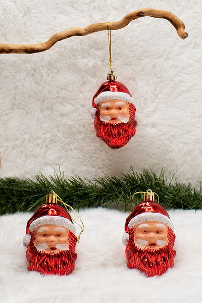 Waldern 3-Piece Christmas Santa Claus Christmas Tree Ornament 9cm