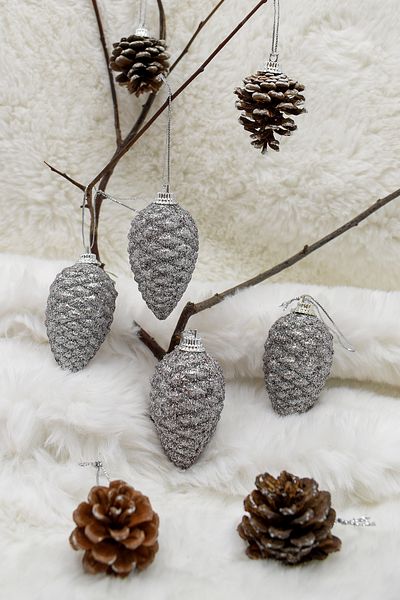 Waldern Pachet Con de Argint Ornament pentru Pom de Pin de Anul Nou 7cm