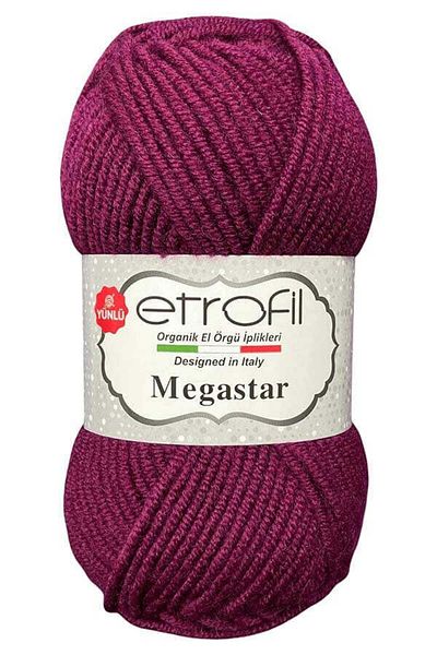 Etrofil Megastar 70609 Eggplant Color 25% Wool Blended Thick Thread Cardigan Vest Scarf Beanie Thread