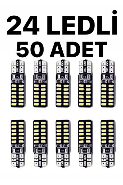SİSA SENİSTESENAL T10 Dipsiz W5w Canbus 24 Ledli (50 ADET) Beyaz Park Plaka A...