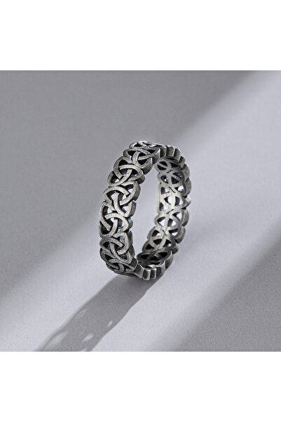 Akgül Silver Kelt Düğümü Desenli Gümüş Erkek Alyans Yüzük