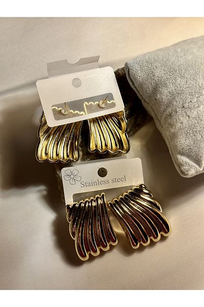 LEO HAİLEY BİEBER STEEL EARRING STYLISH LUXURY GOLD SILVER