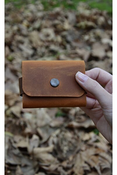 Mess collection El Yapımı Hakiki & Gerçek Deri Tek Çıtçıtlı Yatay Kartlık/kiş...