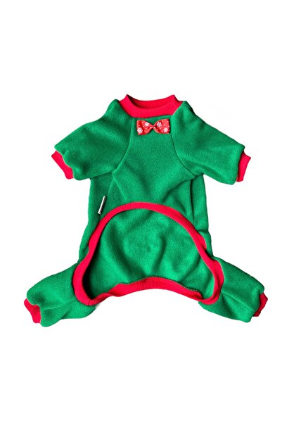 PetiliDünya Polar tulum (GREEN) papyonlu (ponponlu)