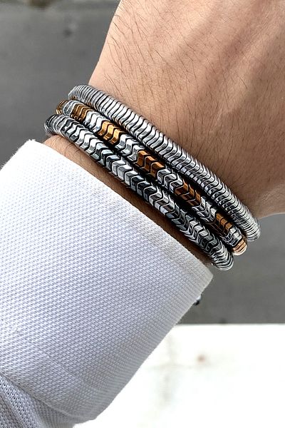 TAKIPORT 3-piece steel men's bracelet combination