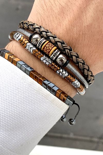 TAKIPORT 4-Piece Stylish Design Luxury Men's Bracelet Set