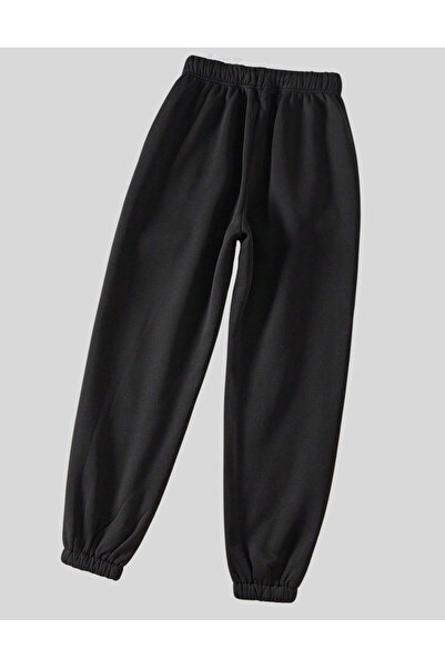 RABTEKS Μαύρο ψηλόμεσο χοντρό Unisex Jogger Sweatpants