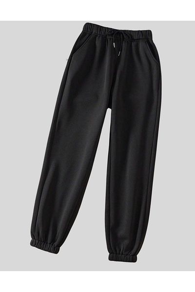 RABTEKS Τυπωμένο μαύρο ψηλόμεσο παχύ Jogger Sweatpants