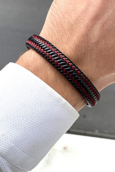 TAKIPORT Red braided men's bracelet