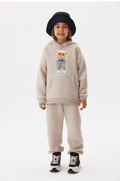 ADA BEBEK ÇOCUK Oversize Cotton Teddy Bear Nyc Bottom Top Set