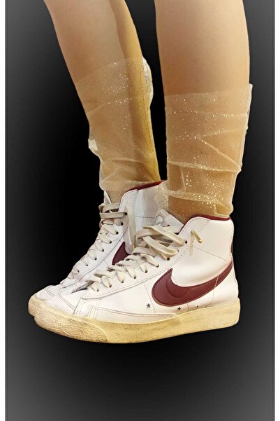 MODA NUR Чорапи от златен тюл, булчински чорапи