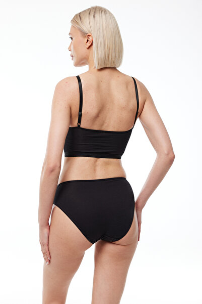 Malabadi Pachet de 2 chiloți negri pentru femei, cu talie normală, 1028