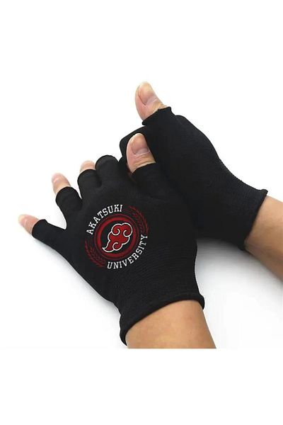 DEEFWEAR Akatsuki University Printed Unisex Μαύρα κομμένα γάντια ζευγαριού -mingalondon