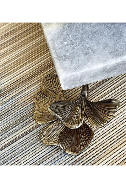 MIARIK DESIGN & DEKORASYON DEKORATİF BEJ MERMER GINKO AKSESUAR TEPSI