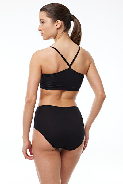 Malabadi Pachet de 2 chiloți cu talie înaltă, negri, pentru femei, 1030