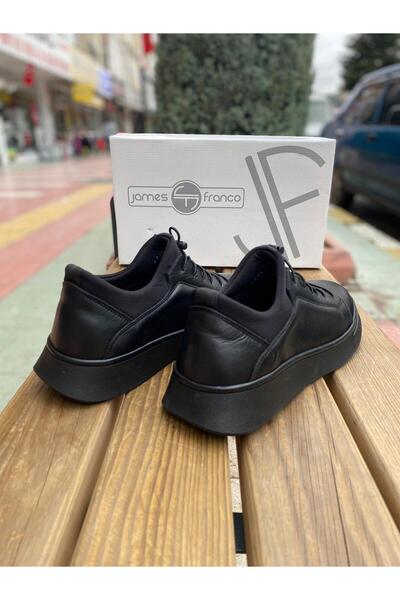 JAMES FRANCO ® |James Franco Hakiki Deri Esnek Taban Erkek Ayakkabı 101-841 SİYAH DOLAPLI-SİYAH STREÇ 3287