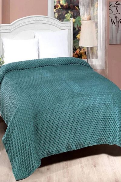 MİNK Mink All Season 500 - Petrol Green Double Bud Blanket/Bed Cover 200*220 cm