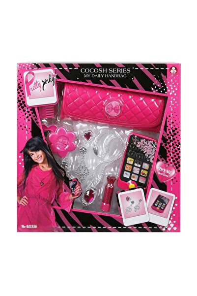 Sunman Pretty Pinky Oyuncak Çantalı Telefonlu Kolyeli Rujlu Küpeli Güzellik Makyaj Seti