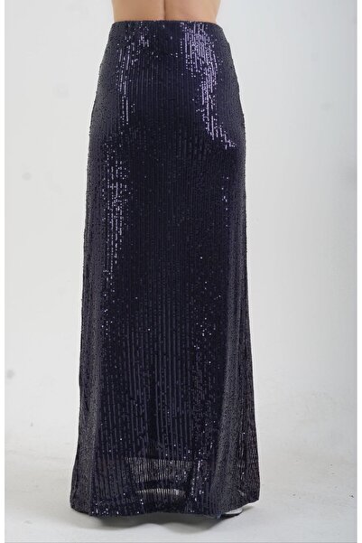 Zelish My Sister Fustă maxi captusita cu paiete albastru bleumarin