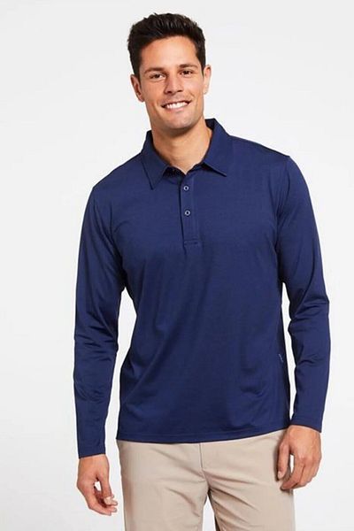 Nacar Navy Blue Polo Collar Long Sleeve T-Shirt Cotton Long Sleeve Polo Collar Winter Tshirt